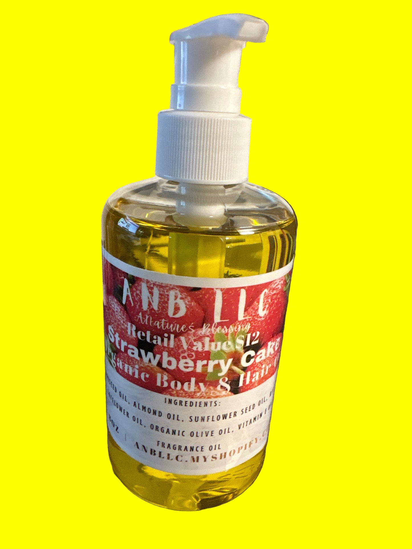 Strawberry cake organic hair & body oil 8oz