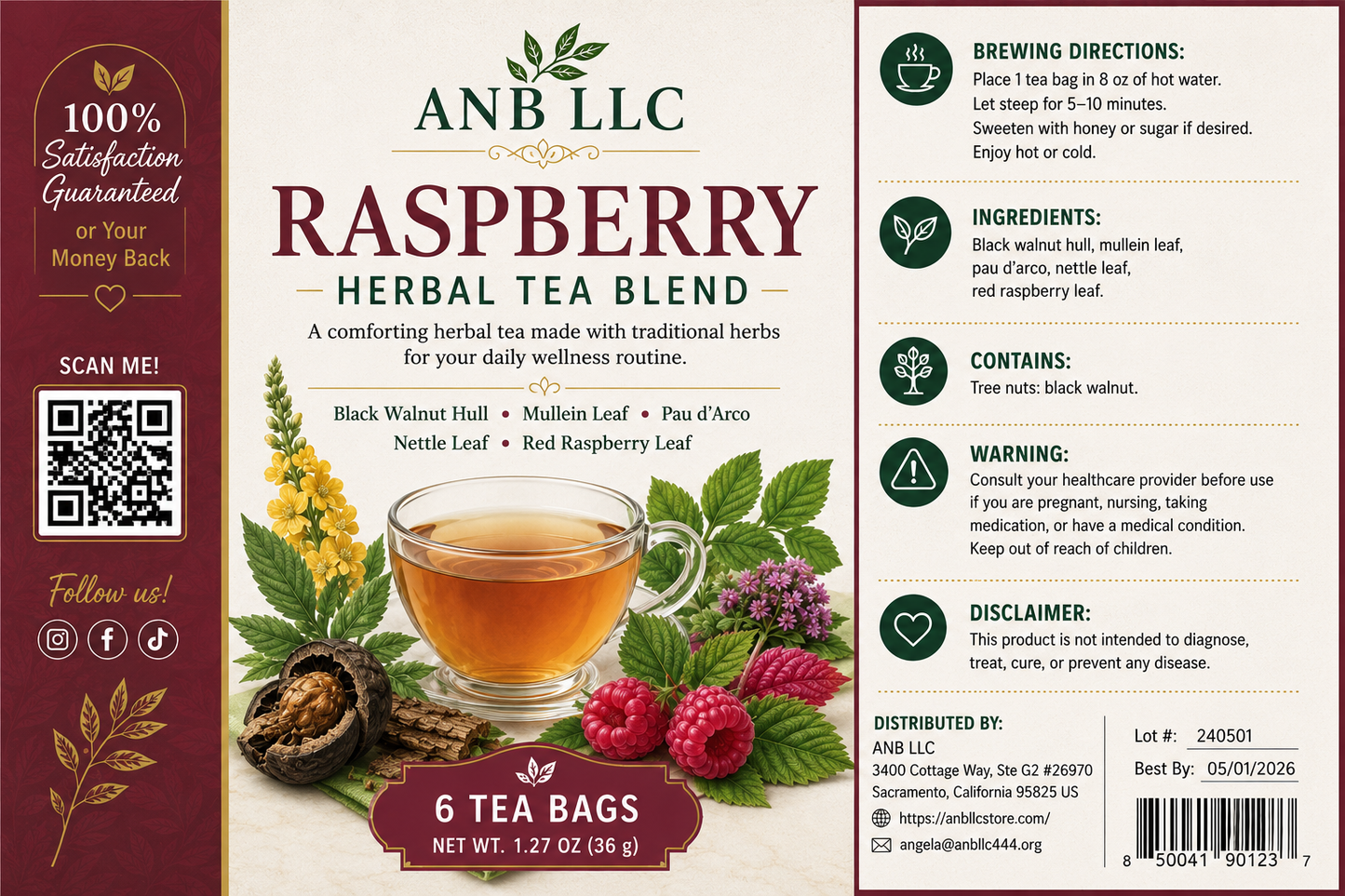 Sugar & Yeast Cleanse Herbal Tea (6 Bags)