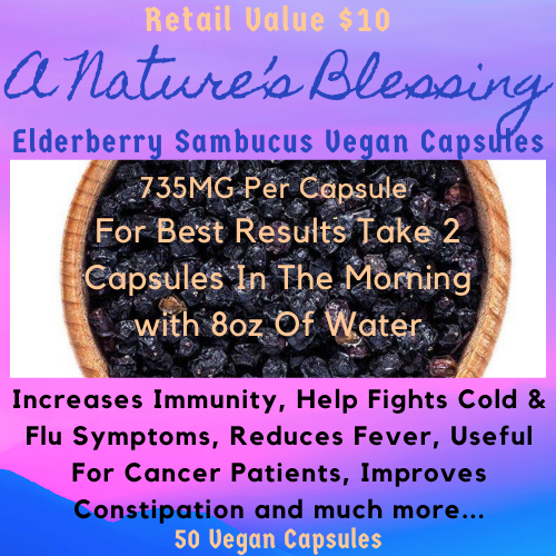 Organic Elder Berry  Sambucus Vegan Capsules 50 Capsules